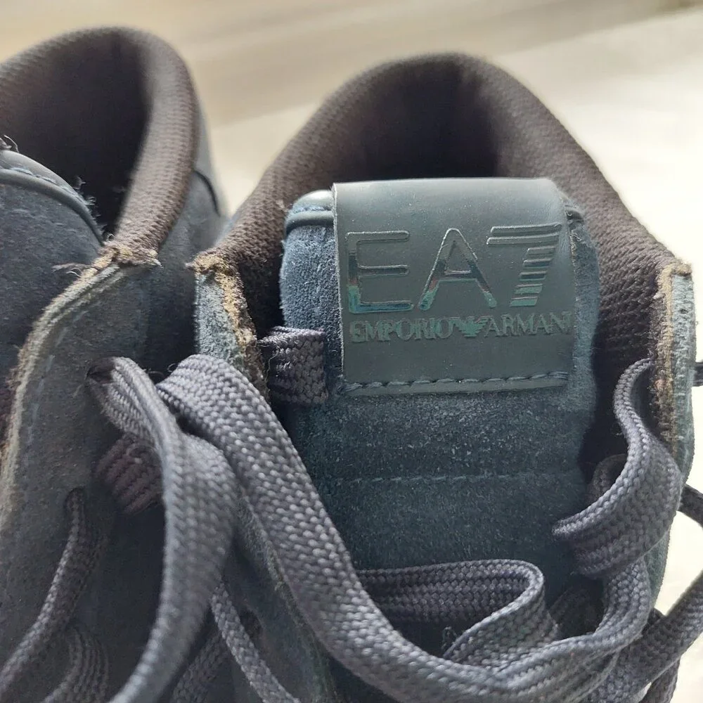 Emporio Armani EA7 Men's US10.5 high-top Trainer Sneakers Boots in Navy Suede - Picture 2 of 8